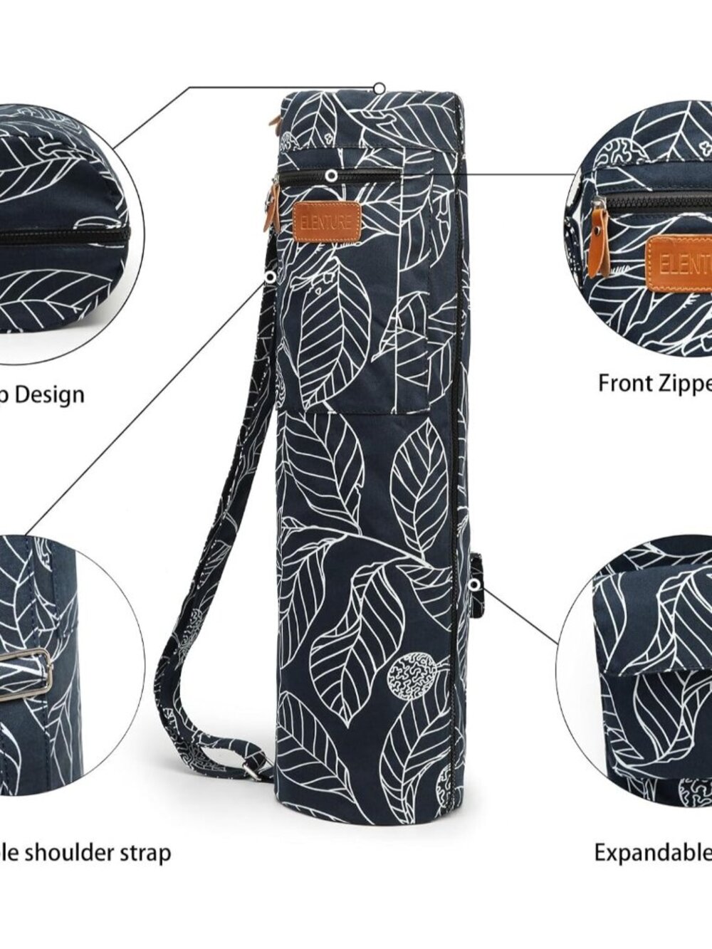 Canvas Yoga Mat Bag with Adjustable Strap & Pockets, Full-Zip Travel Gym Tote fo - Picture 4 of 8